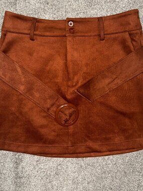 Forever 21 Brown Suede Mini Skirt with Belt Size Medium